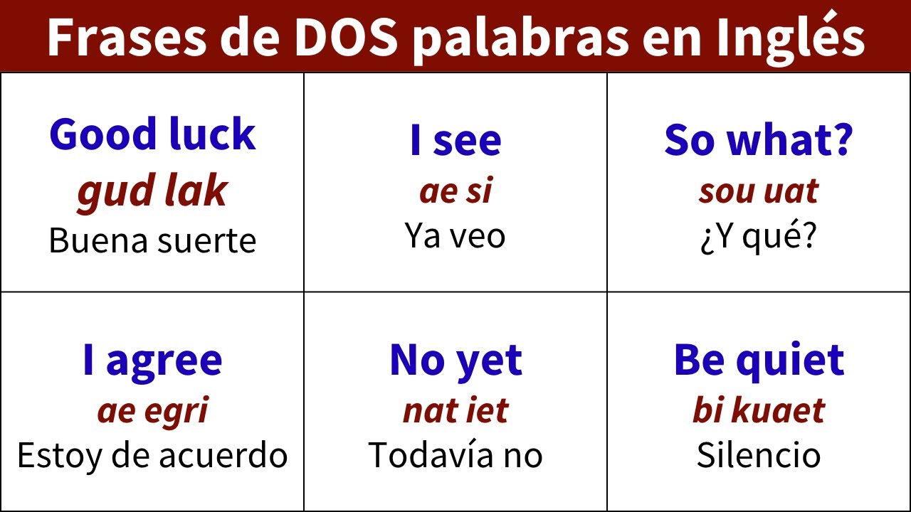 Aprende Frases de DOS Palabras en Inglés YouTube