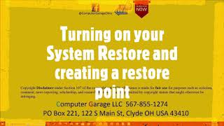 system restore   turn it on and create a restore point