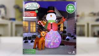 Gemmy 10FT SWIVELING SNOWMAN with FRIENDS Animated Airblown Inflatable Review! (BJ's 2022 Exclusive)