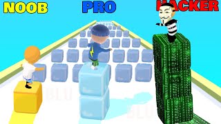 NOOB vs PRO vs HACKER in Cube Surfer screenshot 1