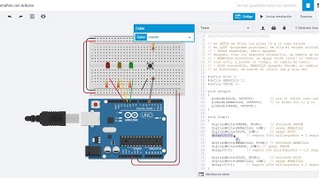 Aprendiendo Arduino y Tinkercad - 11 - semáforo con pulsador