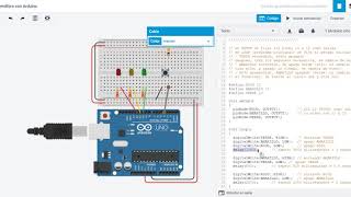 Aprendiendo Arduino y Tinkercad - 11 - semáforo con pulsador