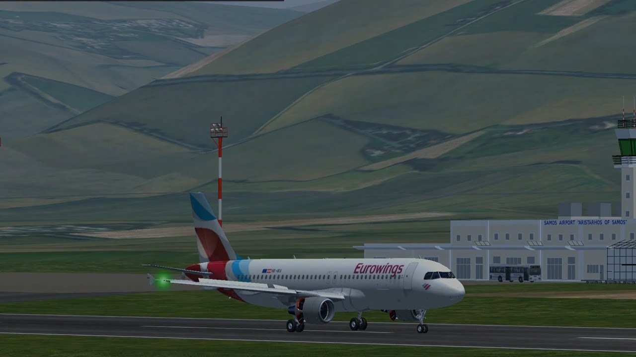 [Flightgear] Eurowings A320 Amazing Approach and Landing at Windy Samos ...
