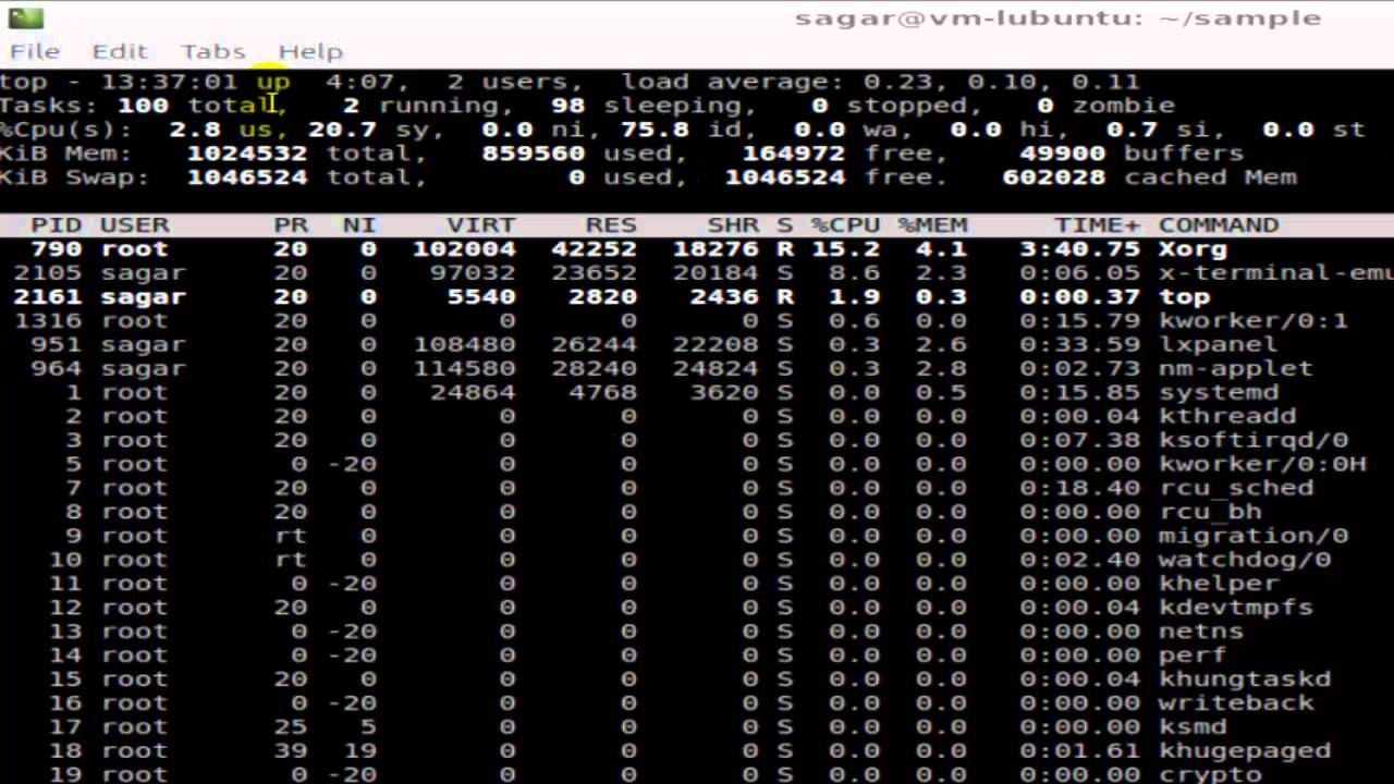 command to check cpu usage in linux