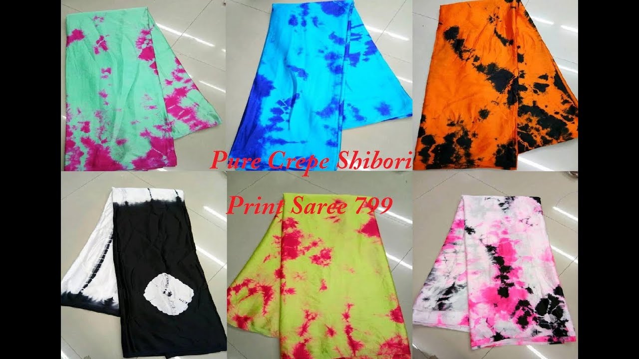 Shibori Print Crepe Saree Collections || Pure Crepe Shibori Print Saree With Price