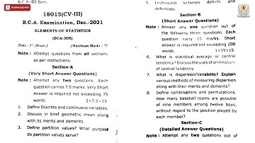 BCA 3RD SEM ELEMENTS OF STATISTICS CV DEC 2021 | CCSU