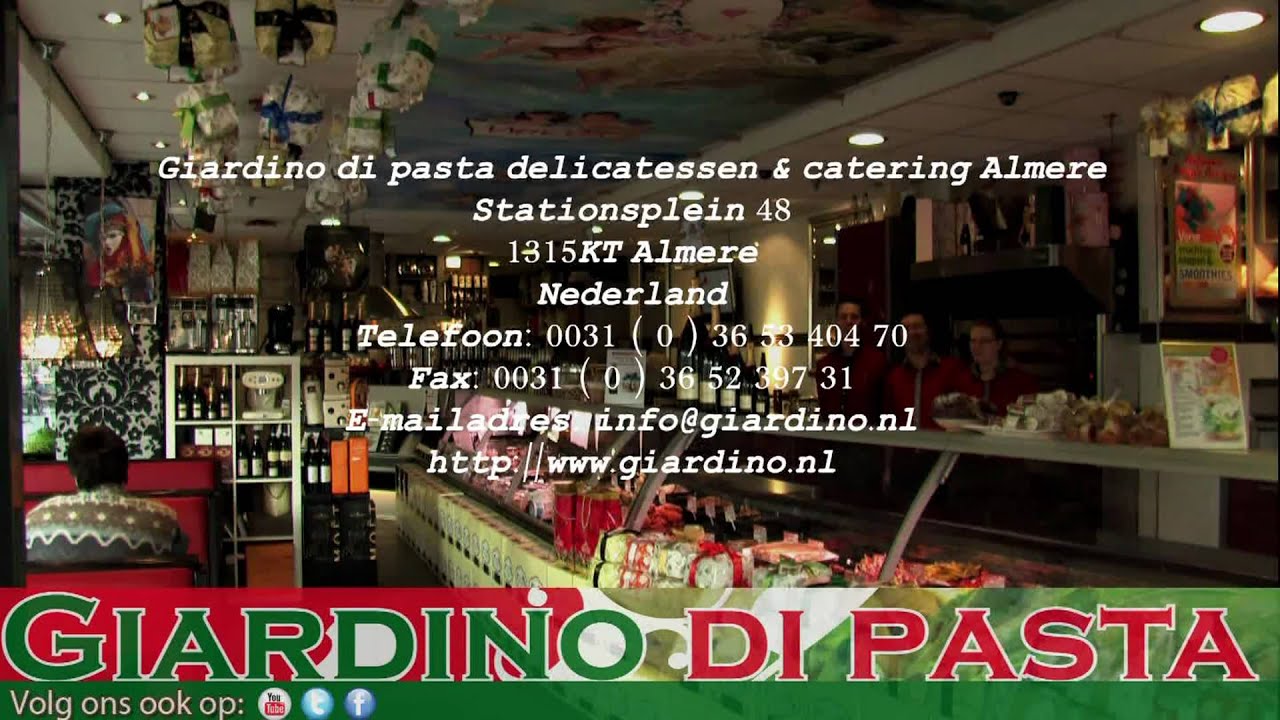 Giardino di pasta delicatessen en catering Almere YouTube