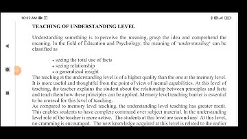 Levels of Teaching- Understanding Level: concept, Merits & Demerits