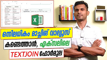 Lookup with TEXTJOIN function in Excel - Malayalam Tutorial