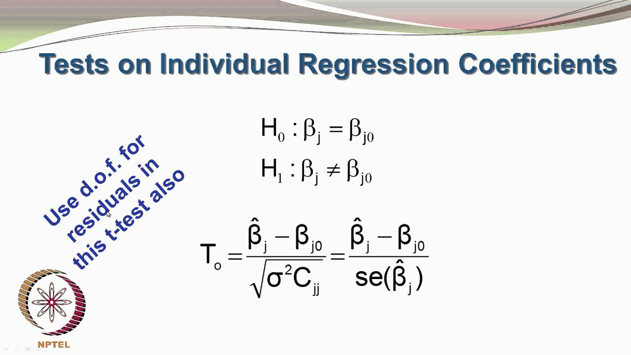 ⁣Mod-01 Lec-39 Hypothesis Testing in Linear Regression