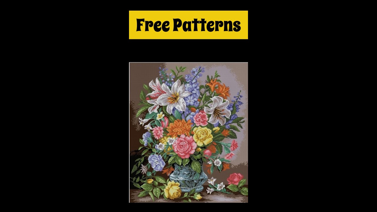 Vintage Flowers Vase/ Large Cross Stitch Patterns Free PDF/