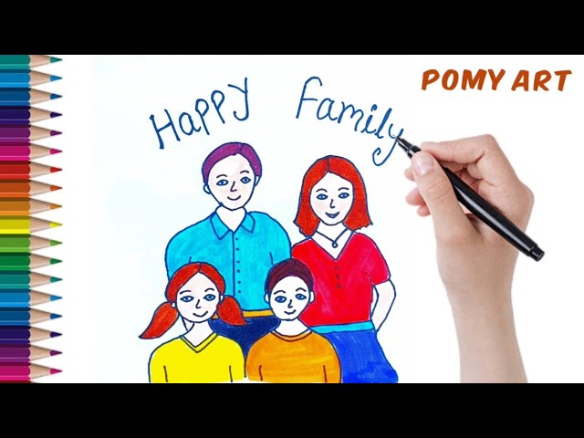 Children's Drawing Pencils Family Mom Dad Heart Phrase Love Family Stock  Vector by ©sve-radchuk.yandex.ru 273244684