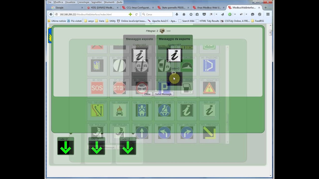 Composizione messaggio su display a LED Aesys tramite interfaccia web