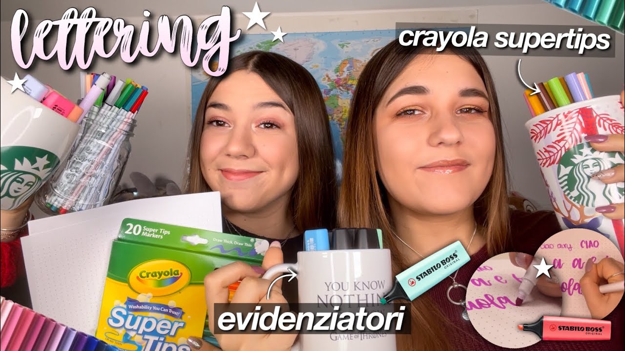 COME FARE IL LETTERING CON EVIDENZIATORI E CRAYOLA SUPERTIPS🖌💓// alternative alle brush pen