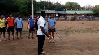 Ball badminton back short practice GRI team coach Mohan