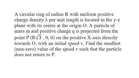 14 | A circular ring of radius R with uniform positive charge density λ per unit length is located