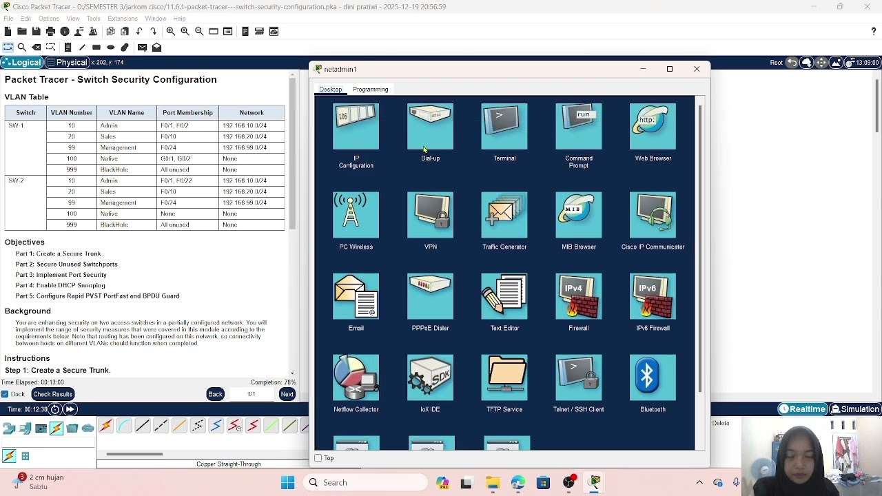 11.6.1 Packet Tracer - Switch Security Configuration