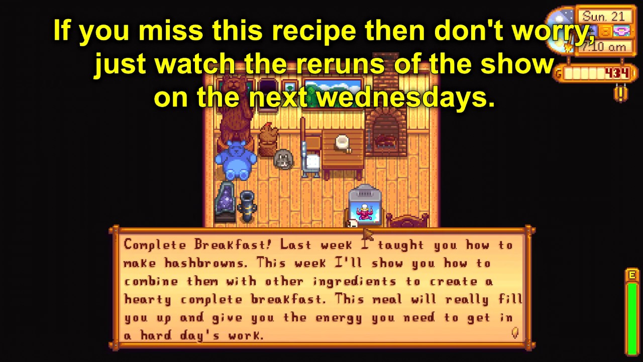 How to learn Complete Breakfast recipe - Stardew Valley 1.4 - YouTube