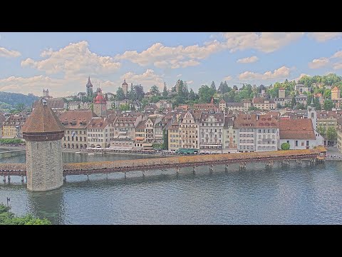 Chapel Bridge & Lucerne Skyline Live — Lucerne, Lucerne live camera thumbnail