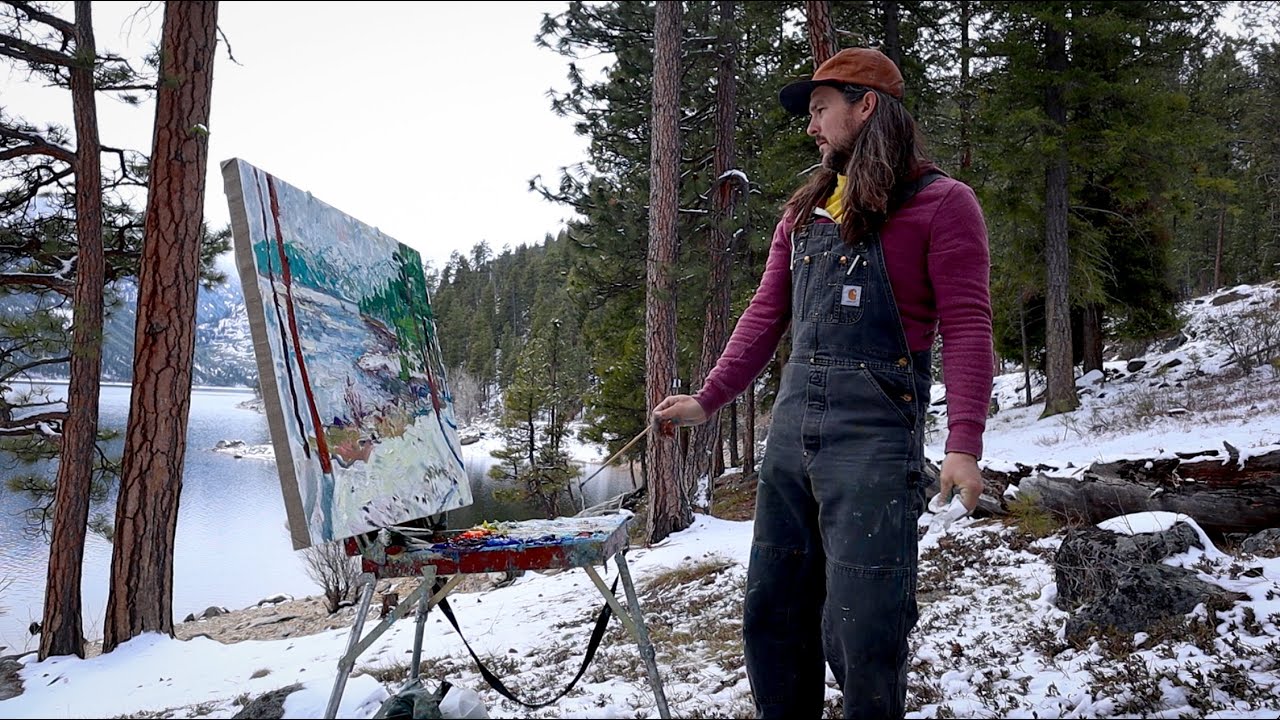 Plein Air To Studio Oil Painting: Wintery Lake Como, Montana