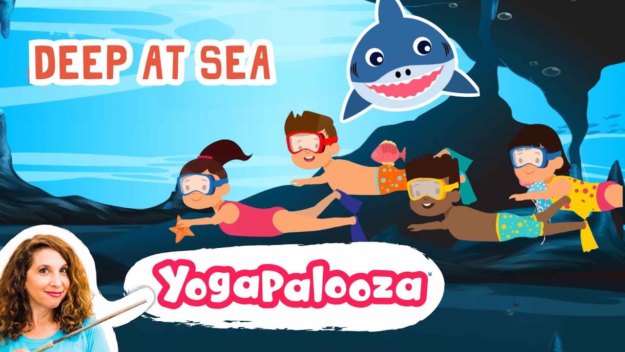 Deep at Sea | Swim away from the shark! Kids Yoga + Movement Song 🦈