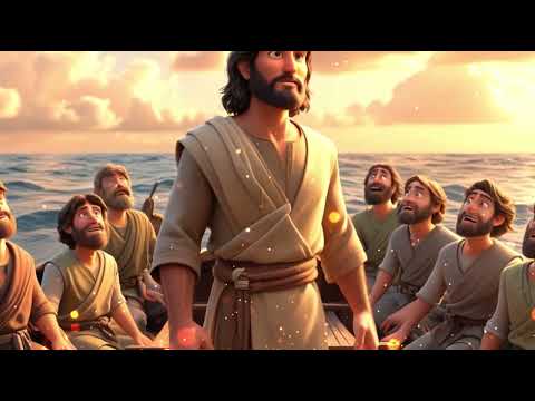 Escena de Jesús calmando la tormenta