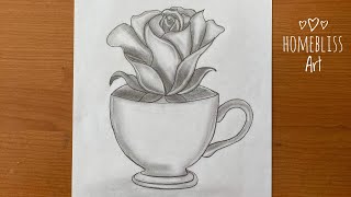 images Rose Easy Flower Vase Pencil Drawing how to draw a rose easy with pencil