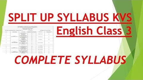 KVS/ Class-3 /English/Complete Split Up Syllabus