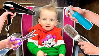 Five Kids First Haircut | Baby Goes to The Hairdresser + more Children's Songs and Videos