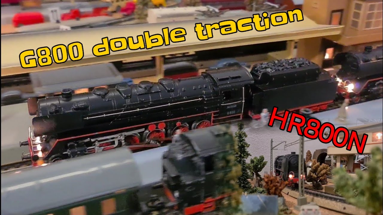 Märklin G800 in double traction and HR800N Modeltrain Modelleisenbahn 50s  Layout 50er Jahre - YouTube