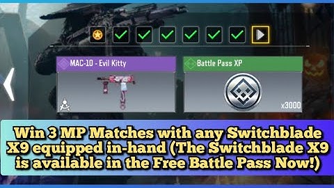 CODM Win 3 MP Matches with any Switchblade X9 equipped in-hand available in the Free Battle Pass Now