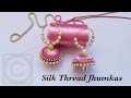 How To Make Silk Thread Jhumkas Hoop Style||Beautiful Pink jhumkas with Pearls