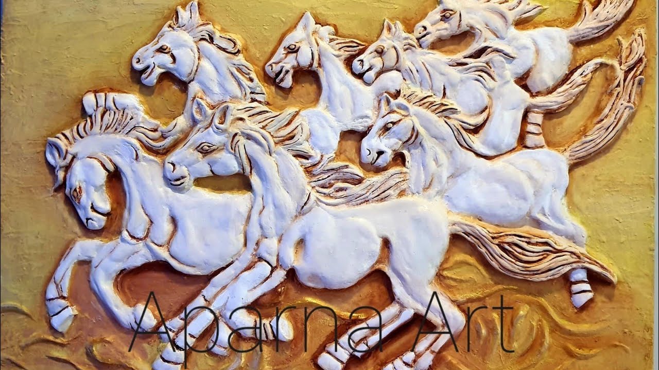 Seven Horses Clay Mural art for beginners clay art for wall Horse