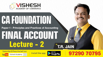 Financial statements Lecture-2 | T.R. Jain | CA Foundation Accountancy | Vishesh Academy of Commerce