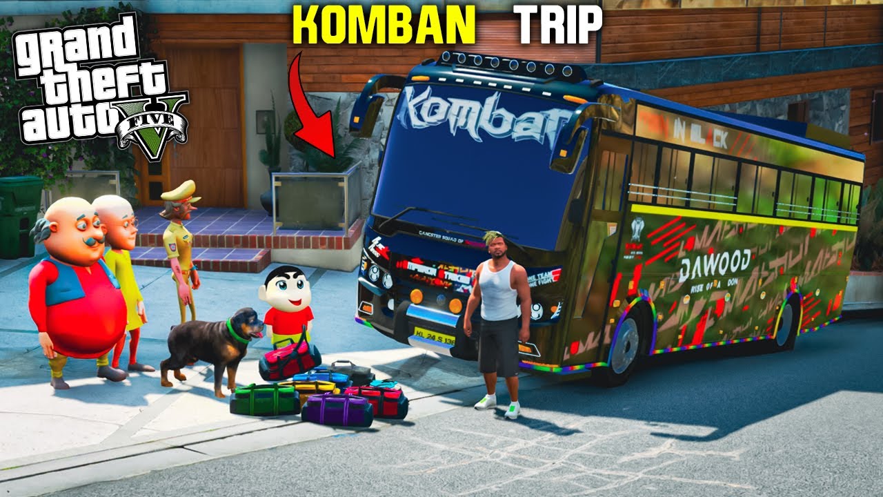 Gta 5: Komban Dawood Bus Trip | Franklin And Shinchan Family in Gta5.!(Gta5 mods)