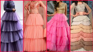 2020 Beautiful Frill Double #Layer #Lehenga Designs|Frill Skirt Designs|#Layered Net Lehenga Designs