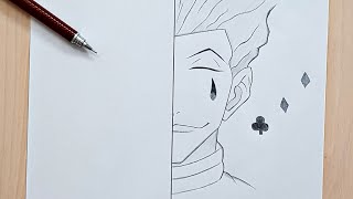 Anime sketch : How to draw Hisoka HxH easy half face | step by step