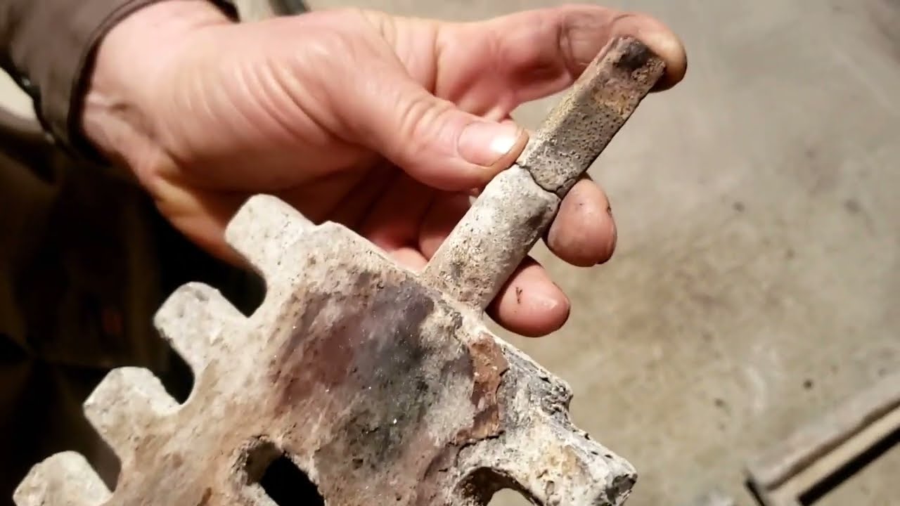 Hotblast wood furnace broken shaker grate repair - YouTube
