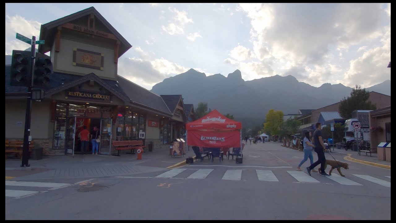 Canmore Alberta Canada. Downtown & Residential Area. Tour of Town. Breathtaking View of Mountains.