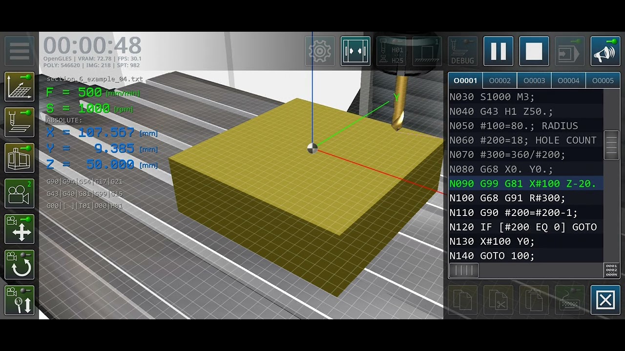 Vmc Program Simulation Macro cnc vmc g68 polar coordinates program in Tamil with mobile phone ...
