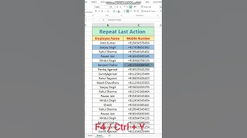 #shorts | Excel advance trick | Repeat Last action