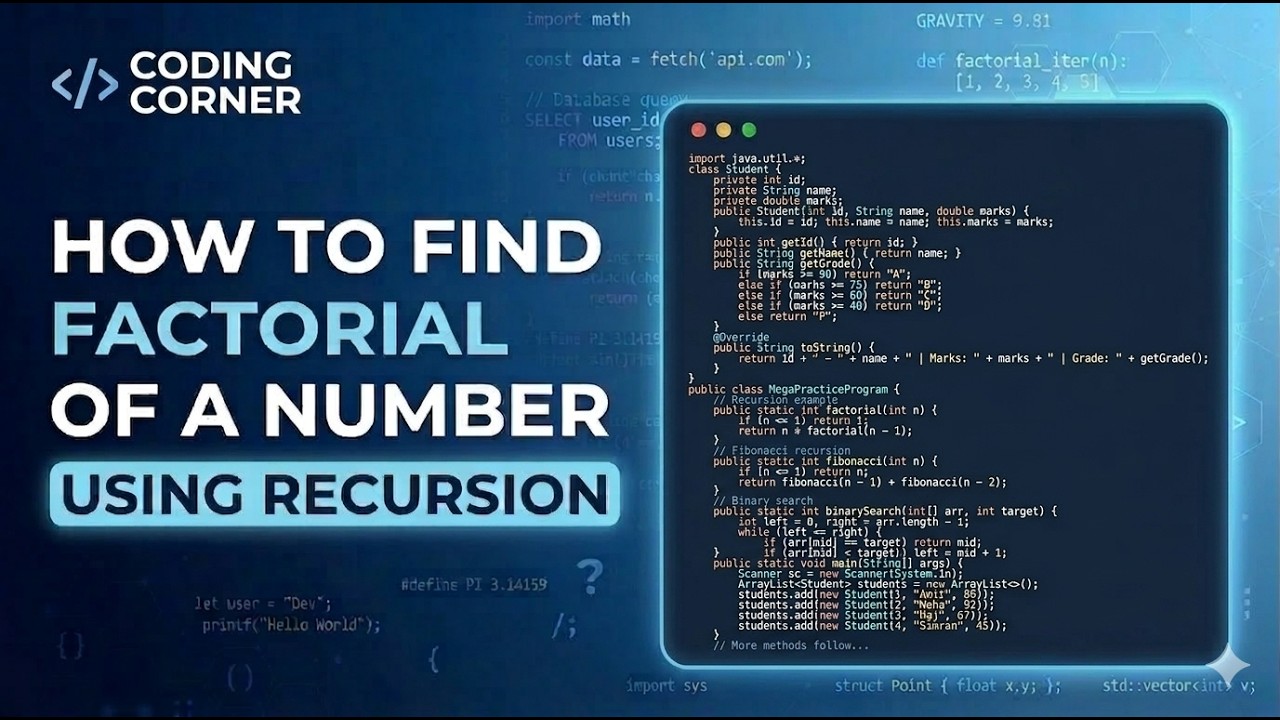 find factorial of a number ( using recursive approach) - YouTube