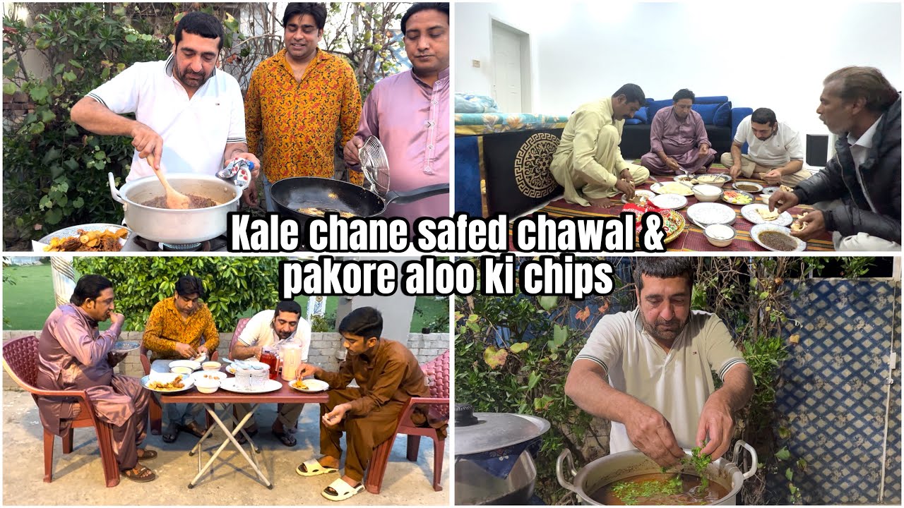Kale chane safed chawal & pakore aloo ki chips