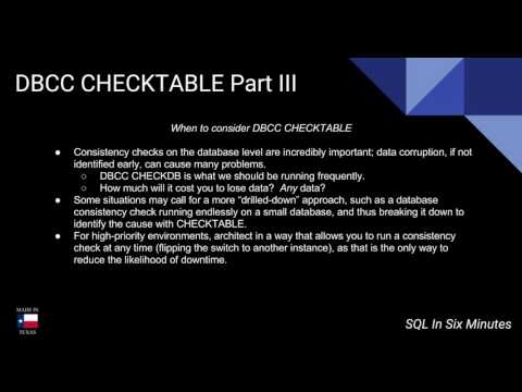 TSQL: DBCC CHECKTABLE Part III