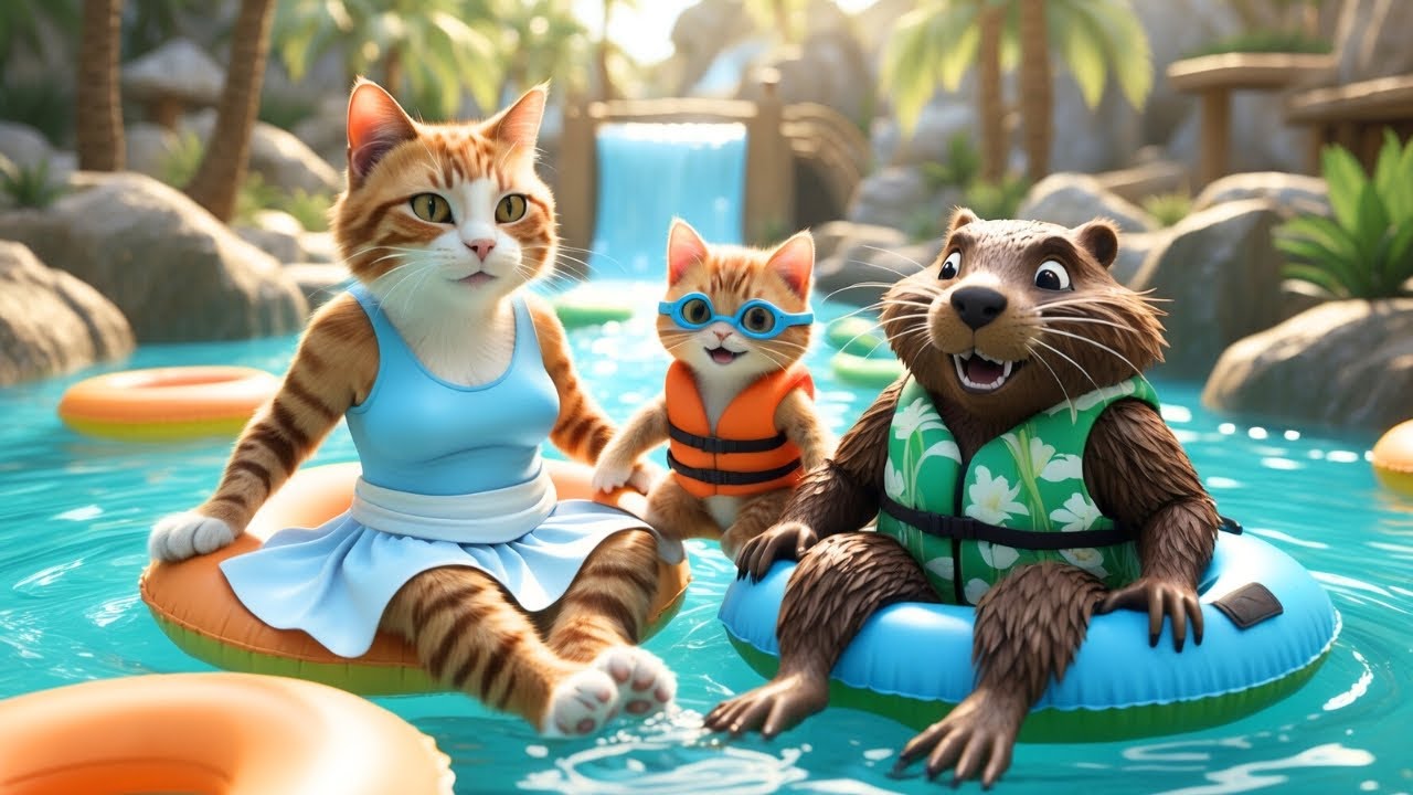 Mama Cat’s Waterpark Adventure