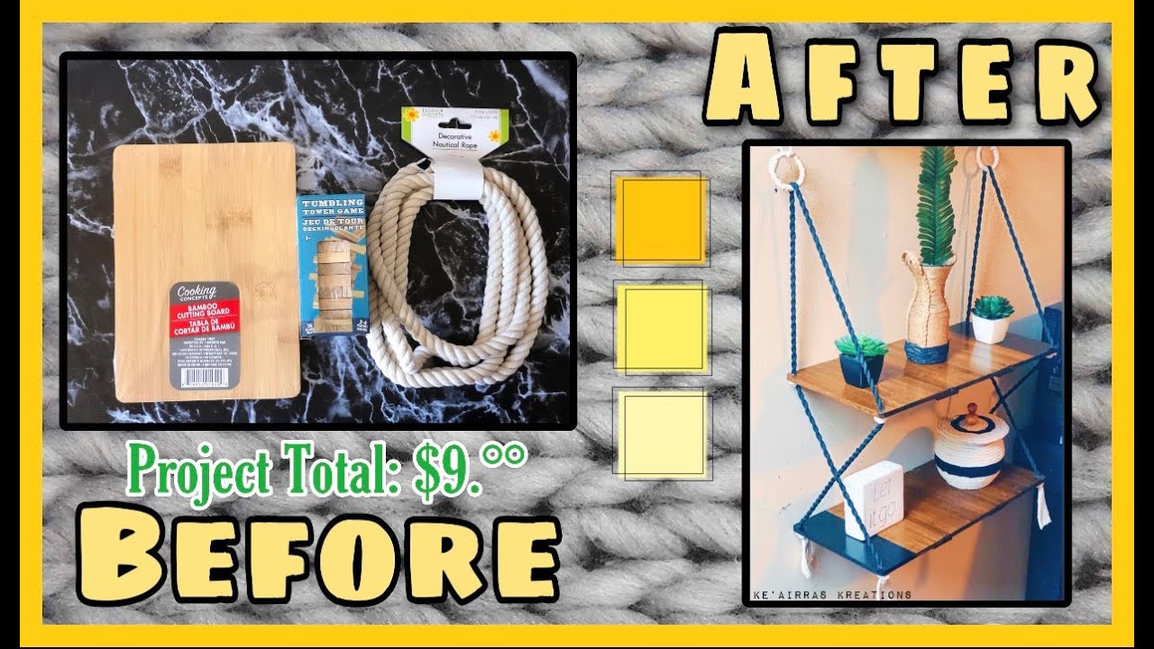 Dollar Tree Hanging Shelf DIY for less than 10.00 DIY Home Decor