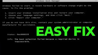 How To Fix The Boot Selection Failed Because A Required Device Is Inaccessible 0xc000000f Profile