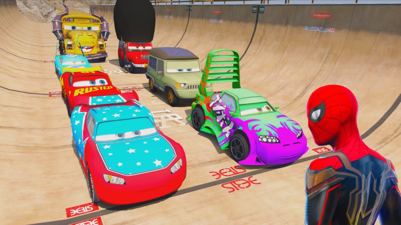 GTA V Superheroes Crazy Race Challenge with Super Cars | GTA V Spiderman Car Stunt Race 