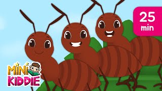 Ants Go Marching | & More Kids Songs with Lyrics | Nursery Rhymes | 25 Min | Mini Kiddie