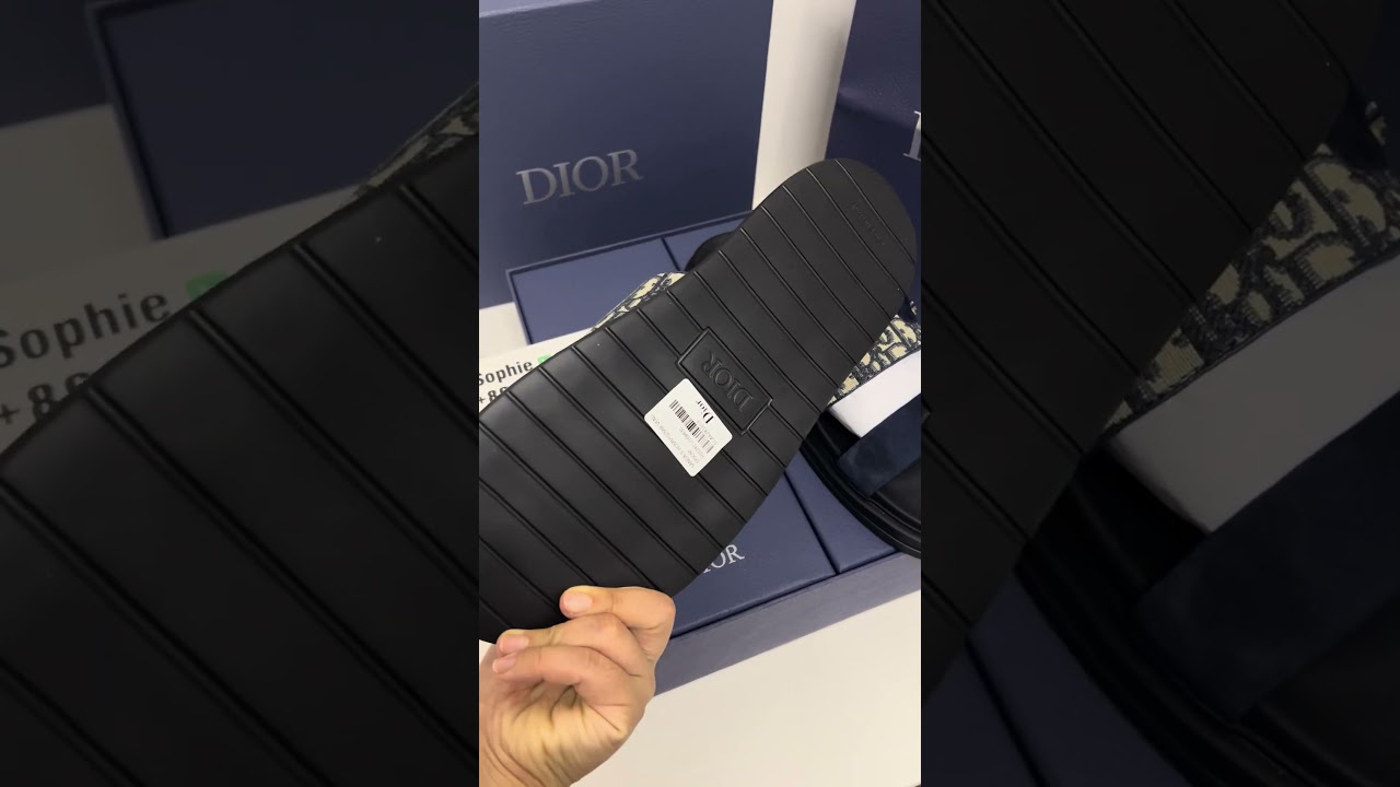 DIOR Men's Aqua Sandals Beige Black Blue Oblique with CD Navy Suede Straps Alunium Buckle Slippers